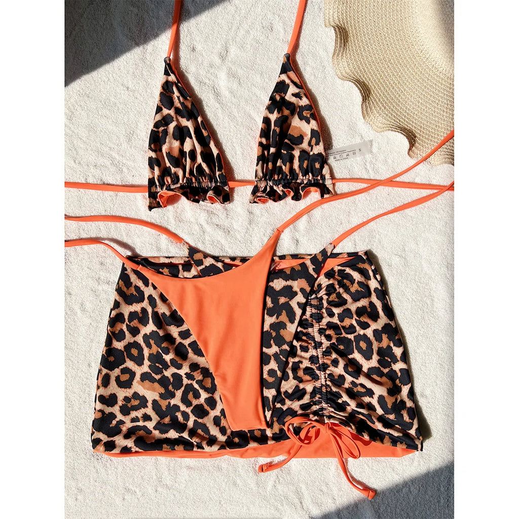 Bikini Léopard Réversible 2 Faces — 3 Pièces XS-XL, Maillot de Bain Femme