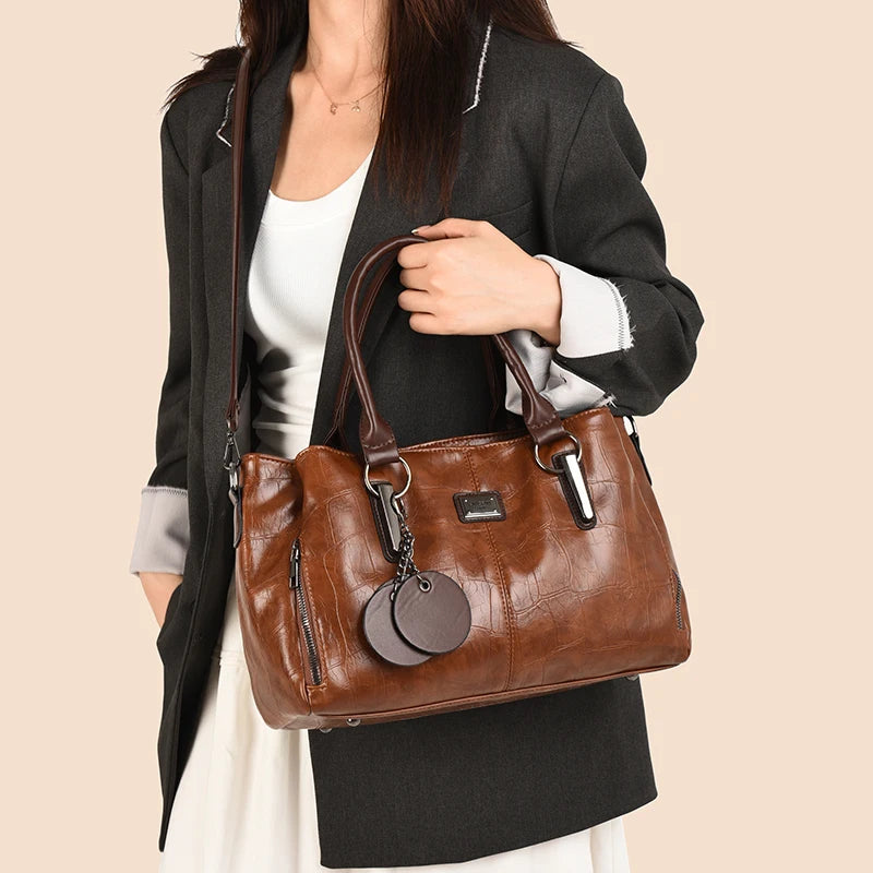 Sac à Main Femme Cuir PU — Tote Bandoulière Messenger, Grande Capacité