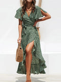 Robe Longue Boho Fleurie Mousseline — Col V, Volantée, Plage & Soirée Été