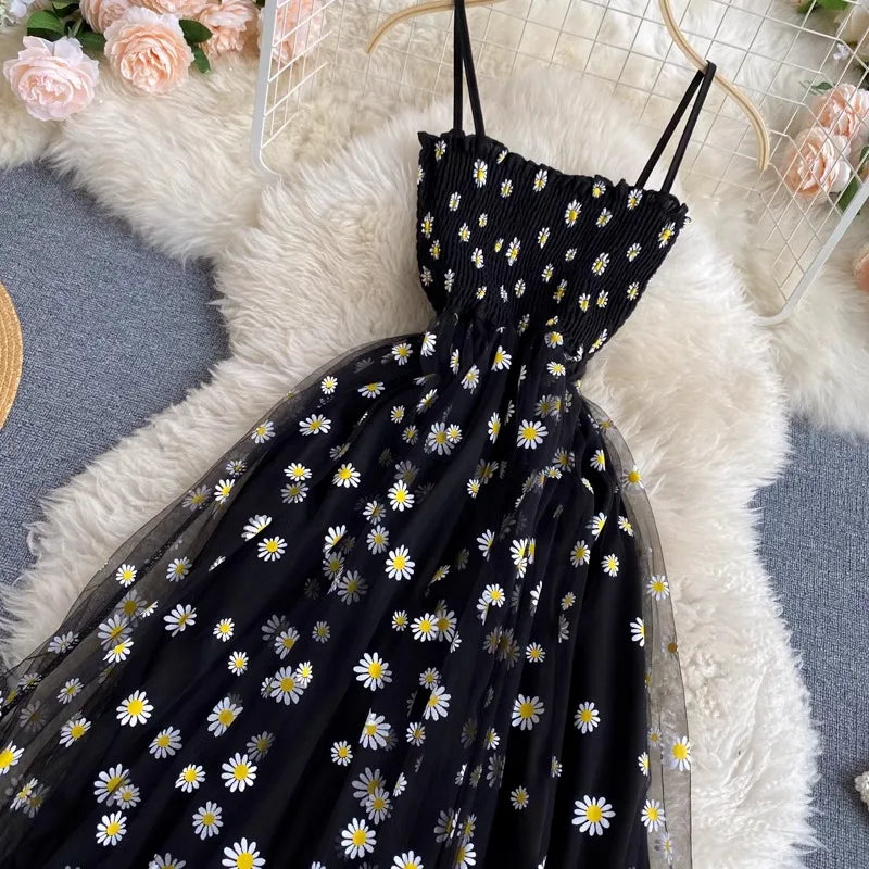Robe Femme Été 2026 — Mesh Fleurie Style Coréen Plage & Soirée