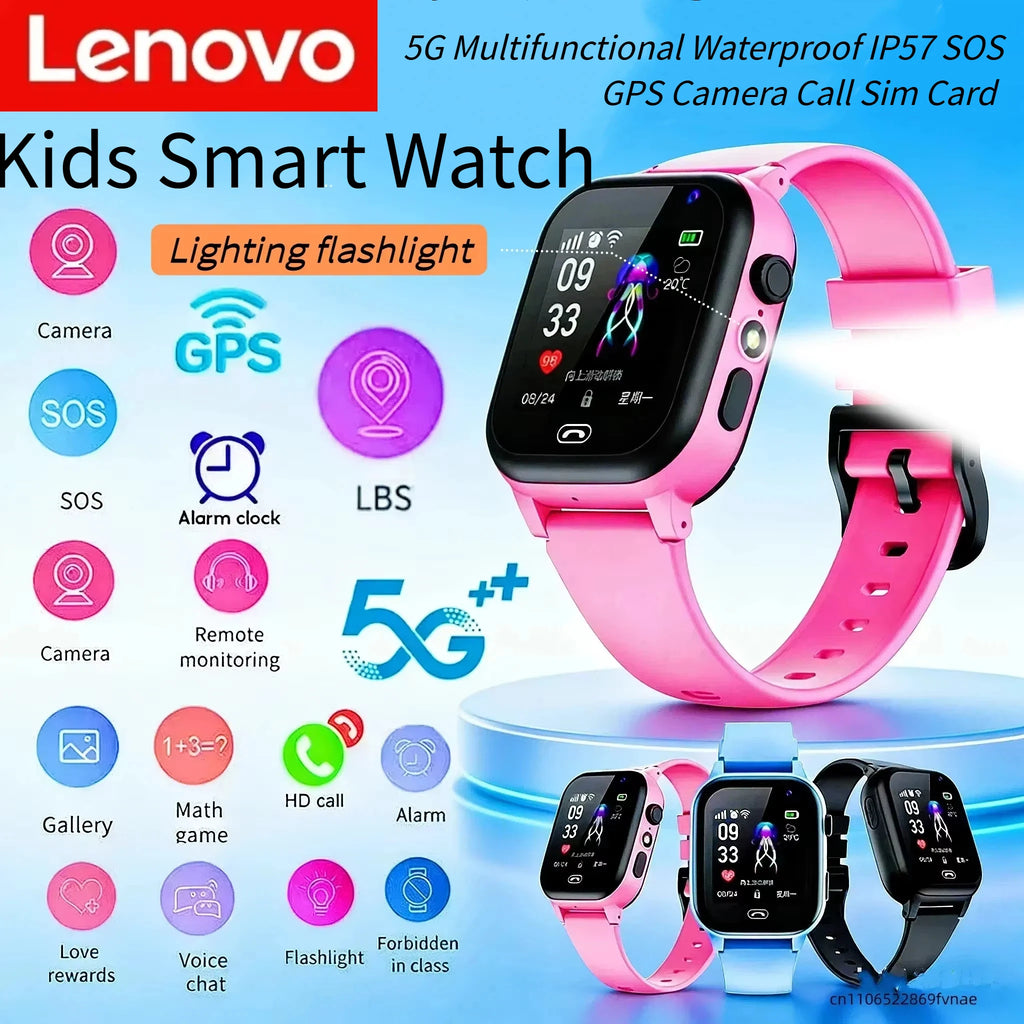 Montre Connectée Enfant Lenovo — GPS, Caméra, SOS, Appels, Smartwatch Garçon Fille