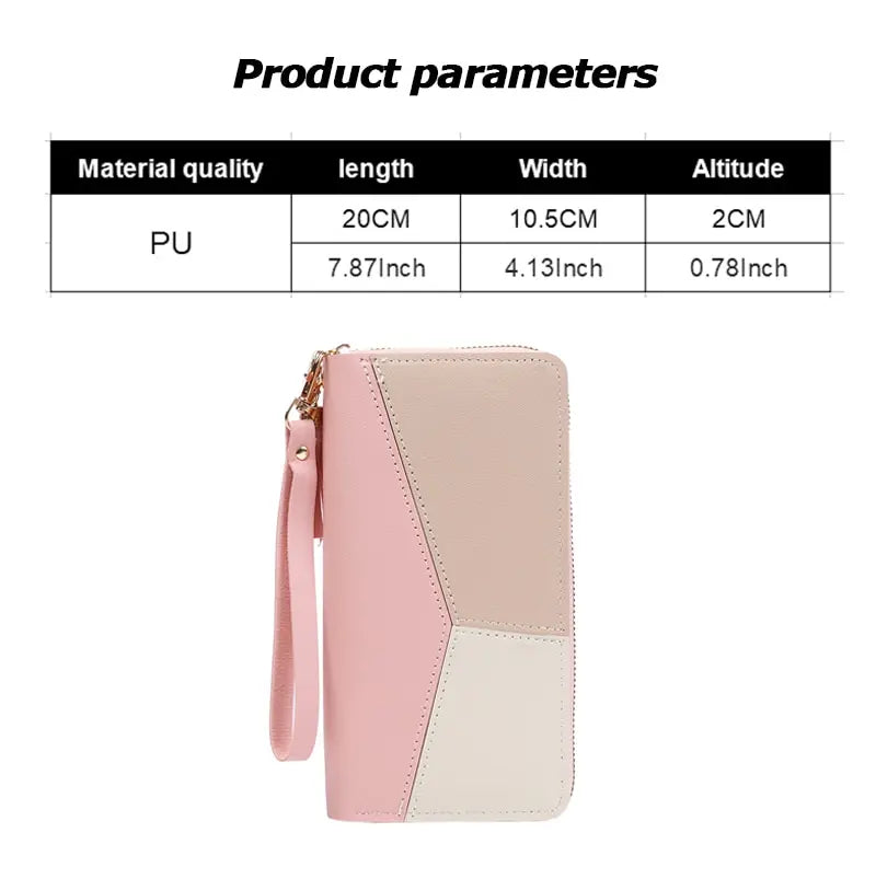 Portefeuille Long Femme Cuir PU Fermeture Éclair — Porte-Monnaie & Cartes, Pratique