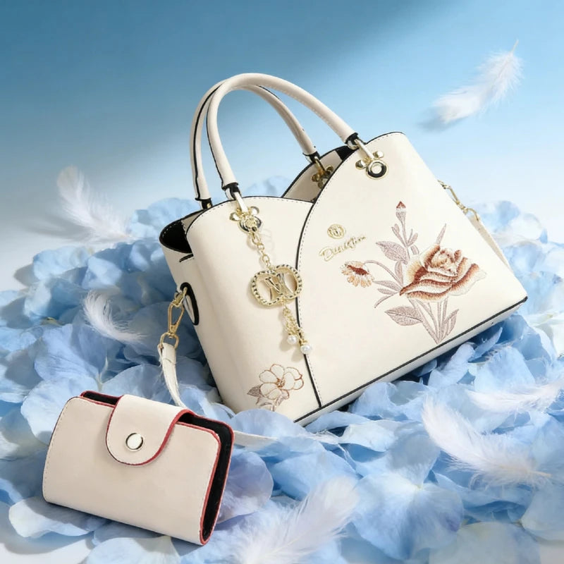 Sac Tote Bag Brodé Œillet – Cadeau Fête des Mères & Anniversaire Maman