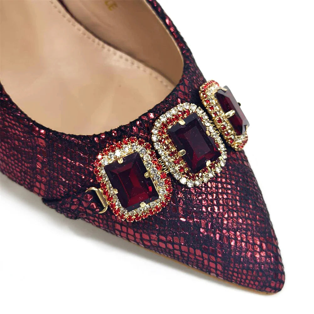 Ensemble Chaussures & Sac Femme Venus Chan Vert Strass — Talon Haut, Soirée Luxe