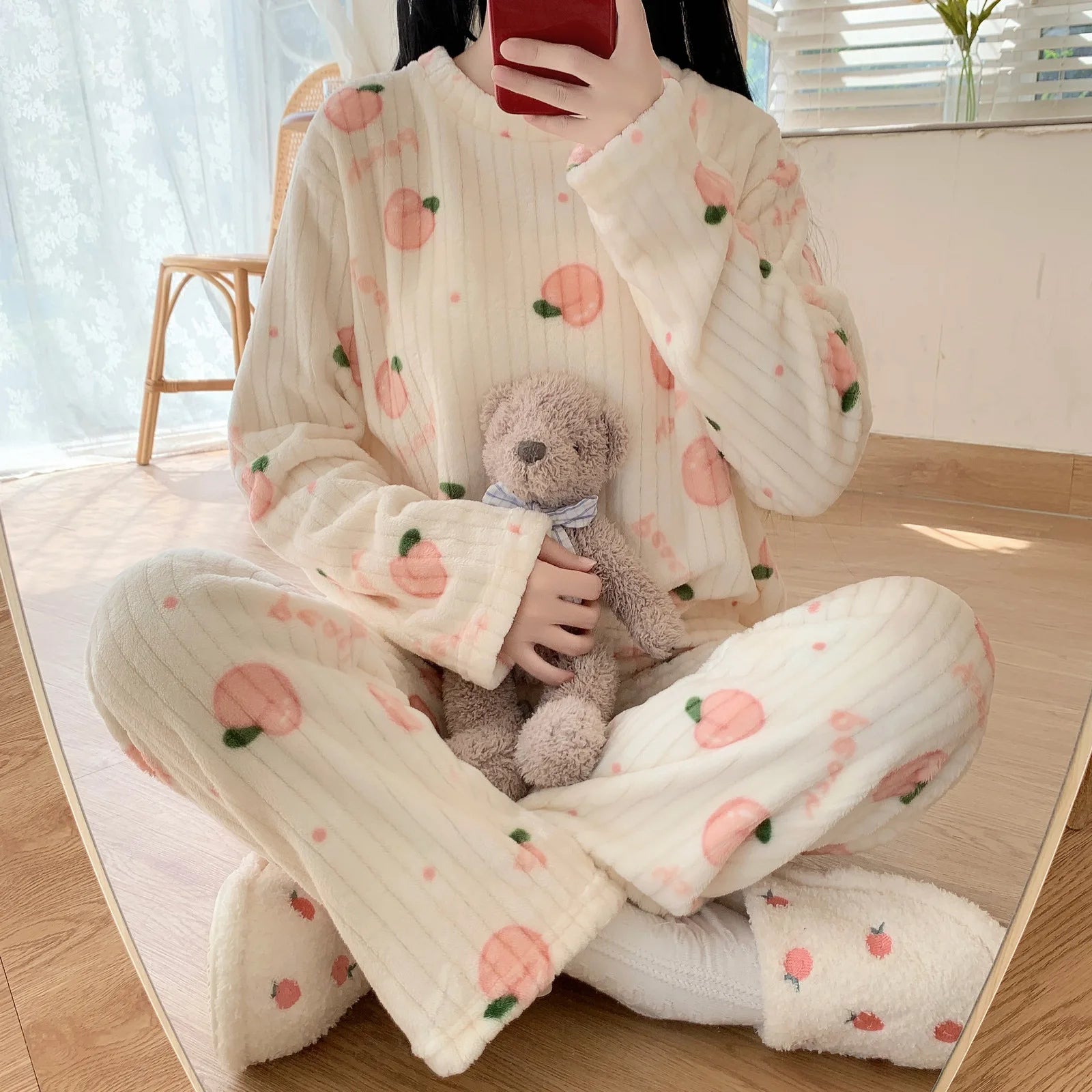 Pyjama Femme Polaire Flanelle 2022 — Manches Longues, Cartoon, Chaud Hiver