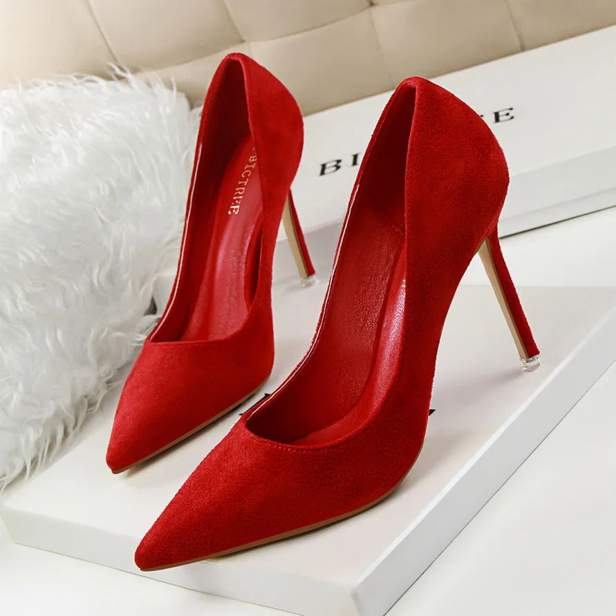 Escarpins Femme 9cm Jaune Bordeaux — Suède, Grande Taille, Mariage Prom