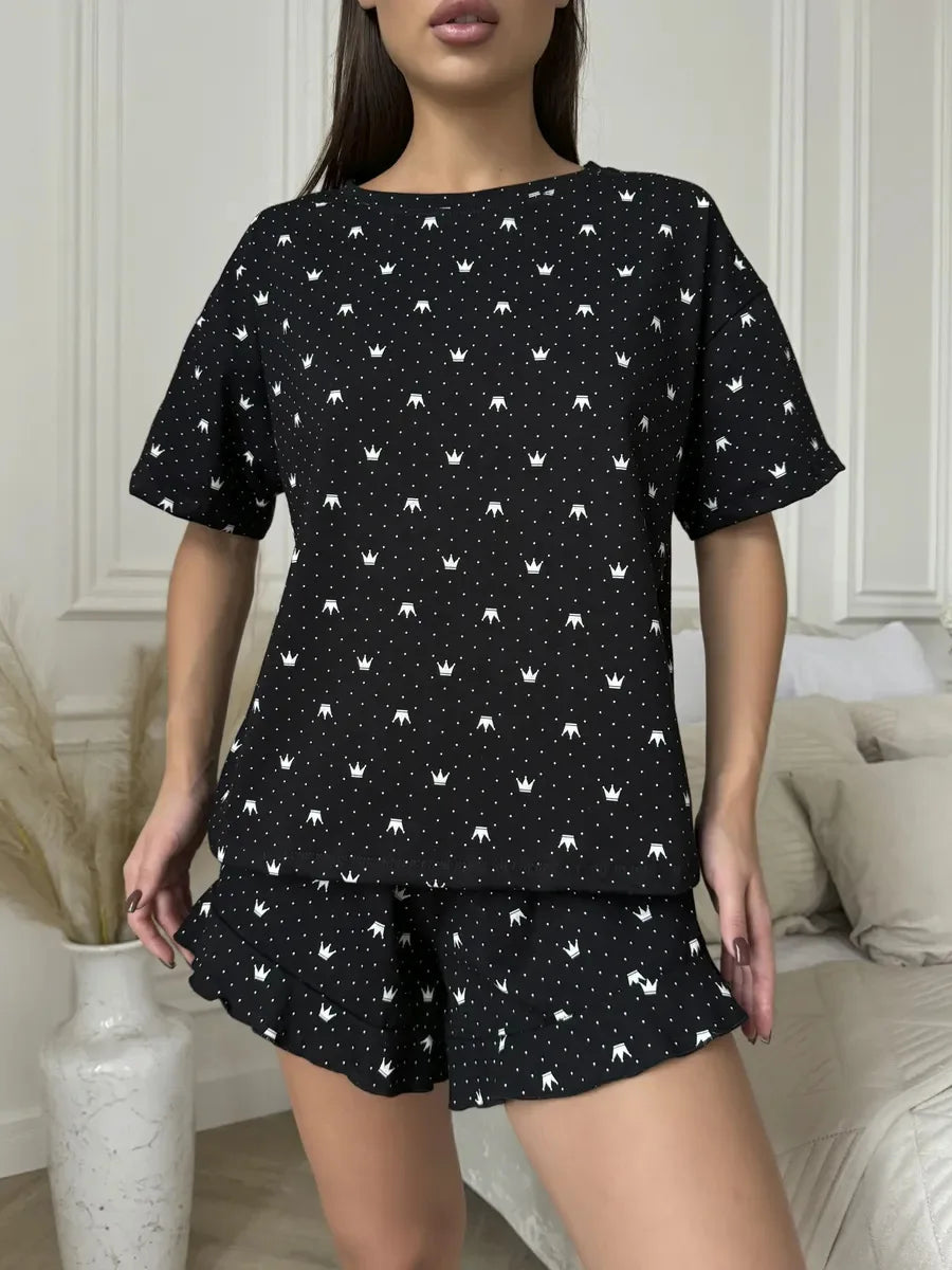 Ensemble Pyjama Femme Été — 2 Pièces Manches Courtes, Confortable & Léger