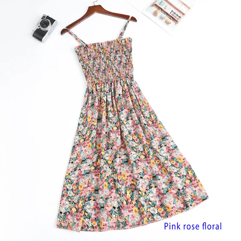 Robe Mini Femme Taille Haute Élastique — Bretelles, Sans Manches, Mousseline Été