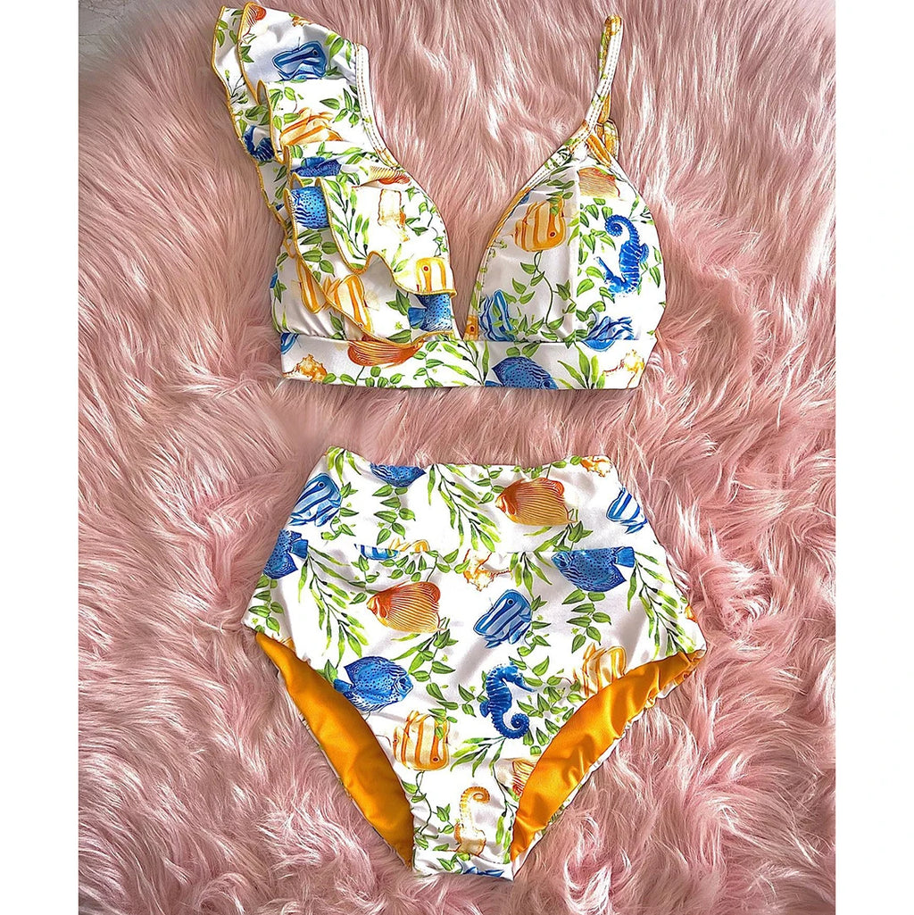 Bikini Taille Haute Bandage Floral 2026 — Volanté, Push Up, Bretelles Brésilien