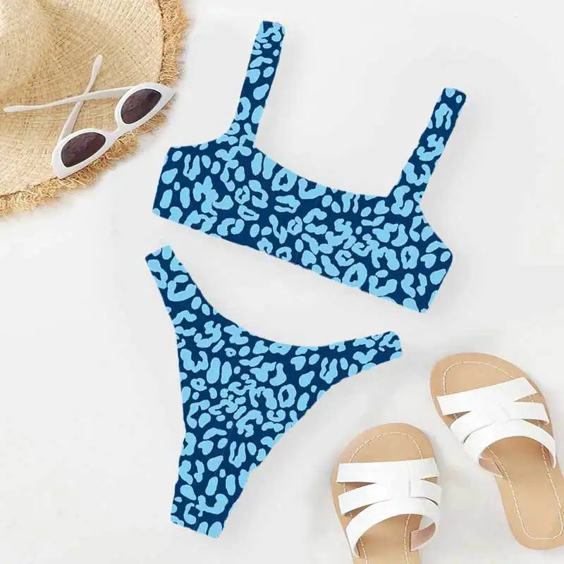 Micro Bikini Sexy 2 Pièces Léopard 2026 — Taille Haute, Bretelles, Maillot de Bain Femme