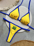 Bikini Brésilien Broderie Femme RUOTONSEPT — Drapeau Brésil, Deux Pièces, Maillot de Bain Été