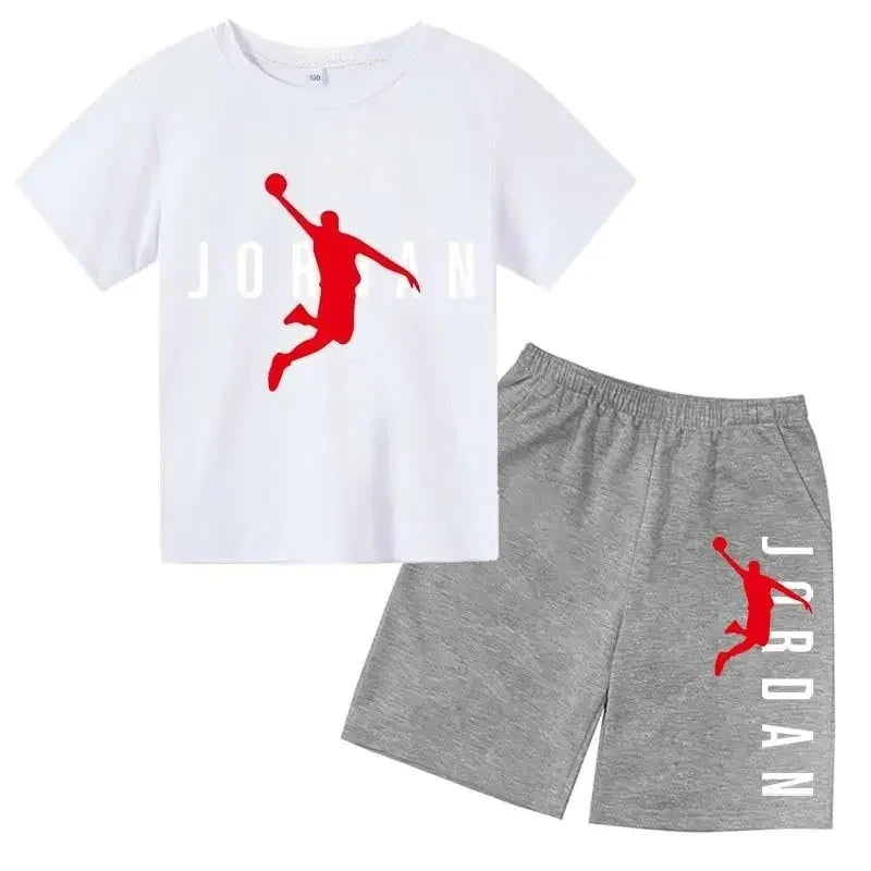 Ensemble 2 pièces enfant mixte – T-shirt & short sport imprimé lettres luxe, 3-14 ans