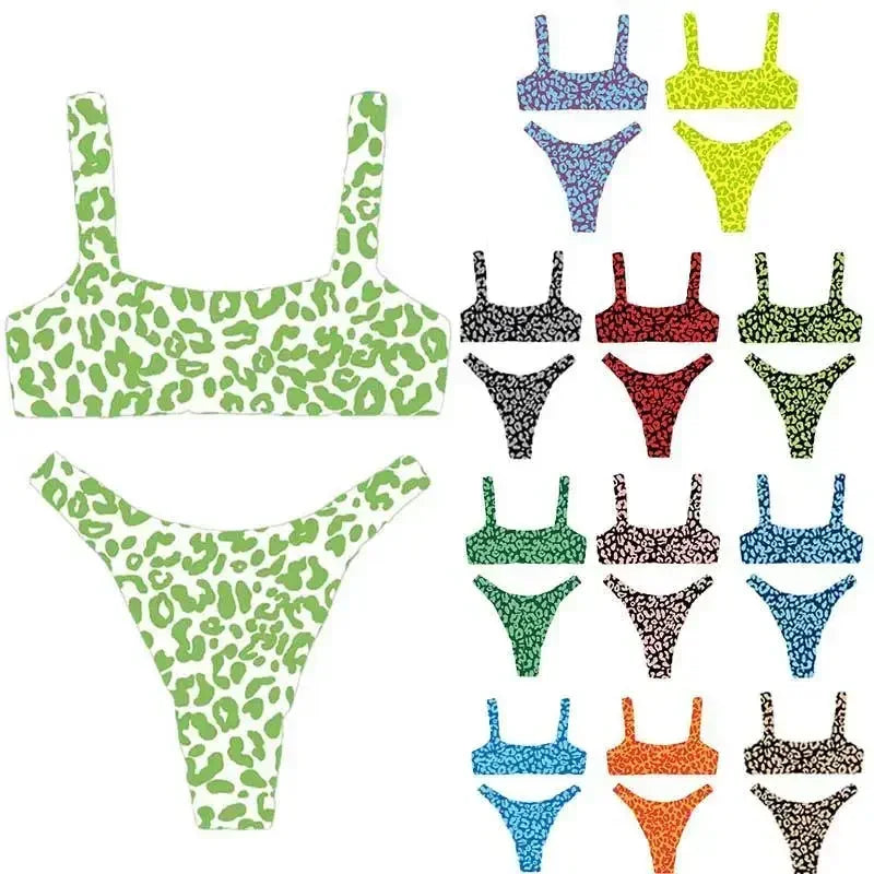 Micro Bikini Sexy 2 Pièces Léopard 2026 — Taille Haute, Bretelles, Maillot de Bain Femme