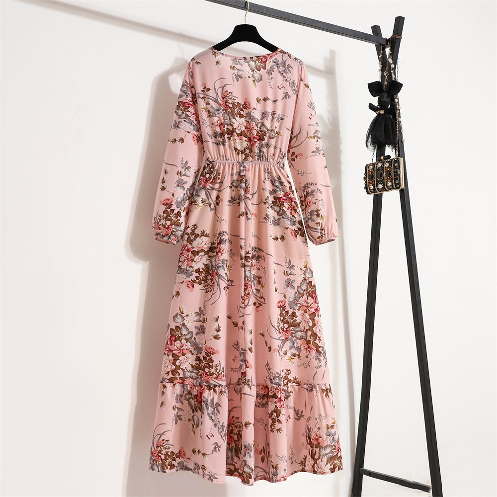 Robe Maxi Femme Été — Imprimé Floral Manches Longues Plage & Soirée