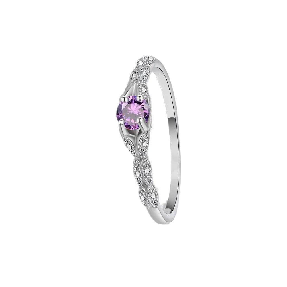 Bague Femme Amethyste Zircon Luxe Léger — Pierre Précieuse, Style Europe & Amérique