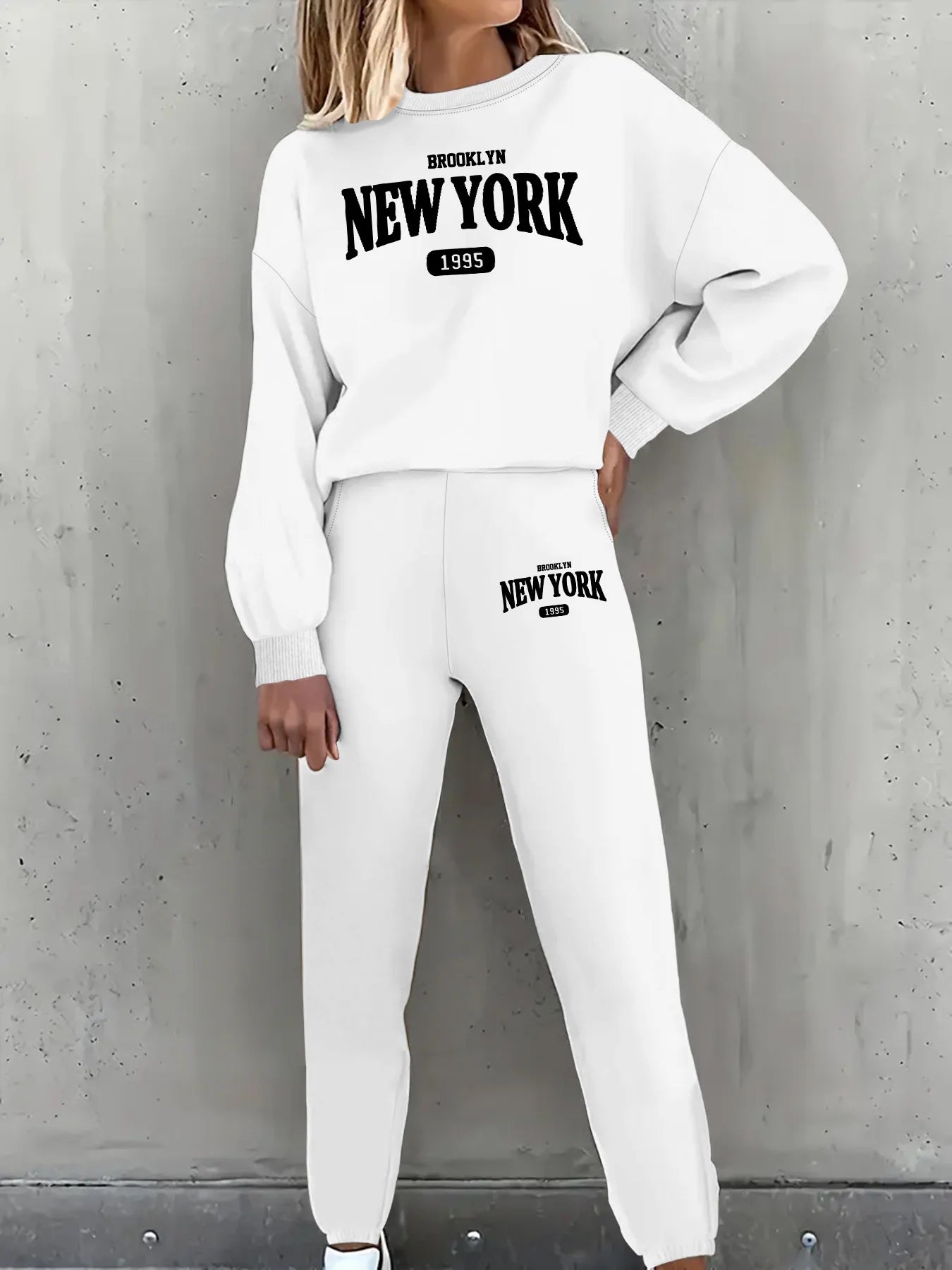 Ensemble 2 Pièces Femme Sweatshirt New York — Col Rond Manches Longues