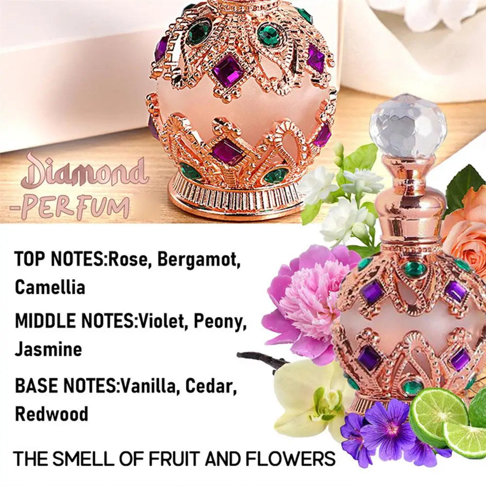 Parfum Arabe Femme 15ml — Bouquet Floral Rose & Jasmin, Phéromones, Longue Durée