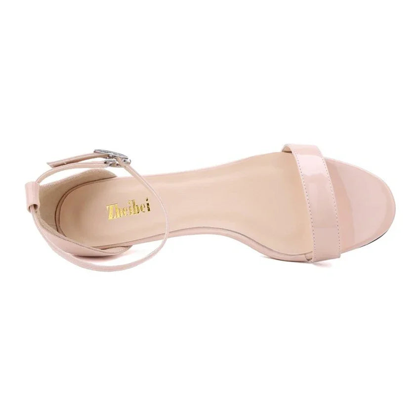 Sandales Femme Talon Bas Bride Cheville — Bout Ouvert, Mariage & Soirée, Grande Taille 42