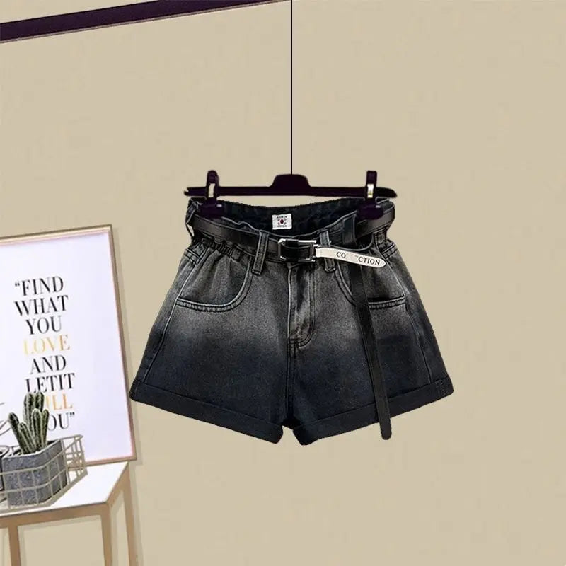 Ensemble 2 pièces filles ado – T-shirt manches courtes & short imprimé lettres, tenue été tendance