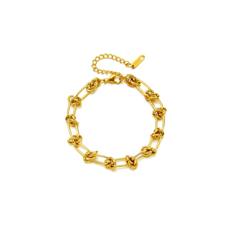 DIEYURO Parure Collier & Bracelet Nœud Torsadé Acier 316L — Or & Argent, Anti-Ternissement