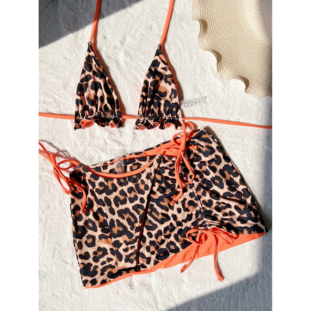 Bikini Léopard Réversible 2 Faces — 3 Pièces XS-XL, Maillot de Bain Femme