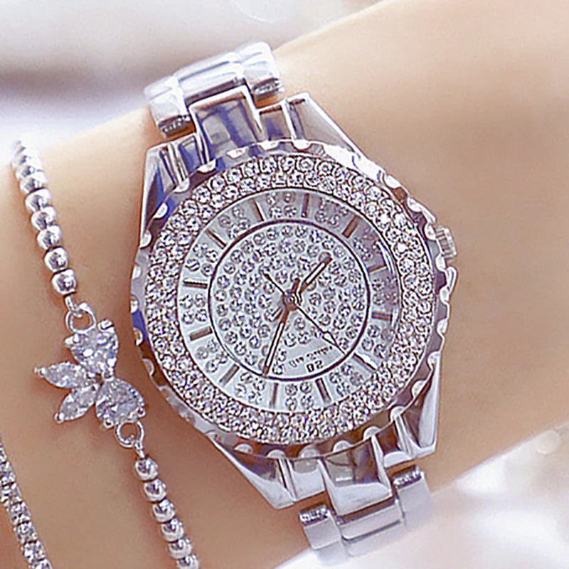 Montre Femme Or Bracelet Luxe Quartz 2025 — Acier Complet, Élégante, Top Marque