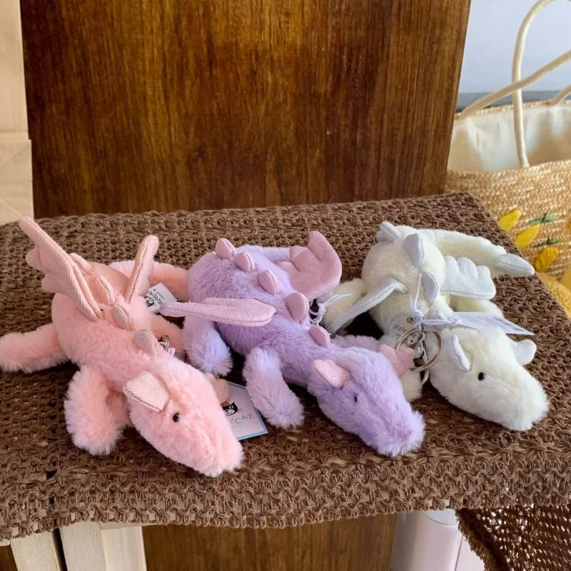 Porte-clés Peluche Dragon JC Sky — Dragon Blanc, Violet, Bleu ou Rose, Cadeau Fille