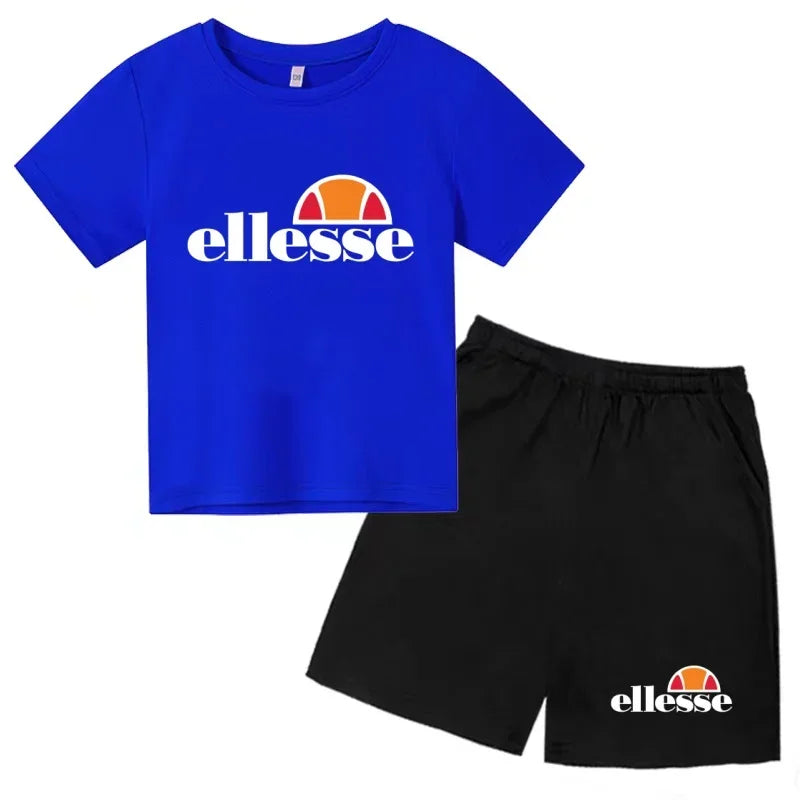 Ensemble 2 pièces enfant mixte – T-shirt manches courtes & short imprimé lettres sport, 3-12 ans