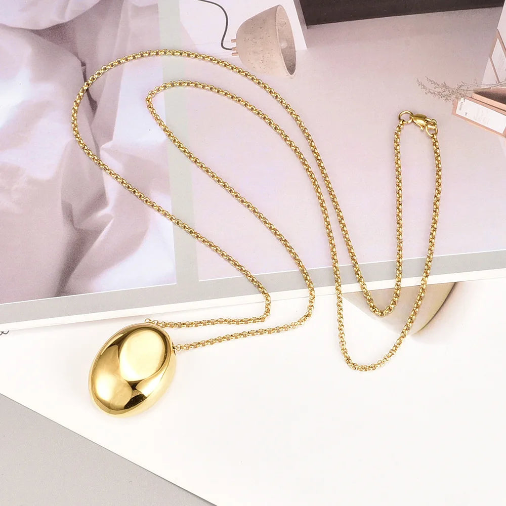Collier Chaîne Pull Géométrique Goutte d'Eau — Minimaliste, Livraison Rapide