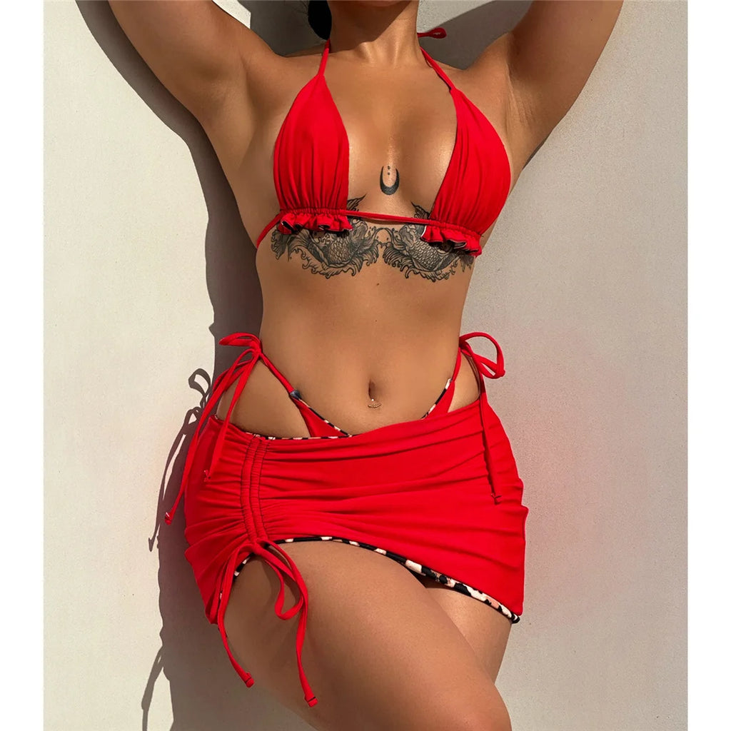 Bikini Léopard Réversible 2 Faces — 3 Pièces XS-XL, Maillot de Bain Femme