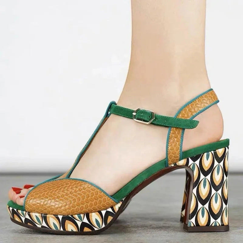JOCHEBED HU Escarpins Cuir Véritable Plateforme — Talon Carré Luxe, Tailles 36-44