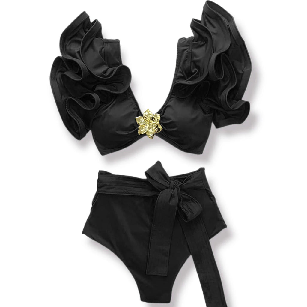 Bikini Taille Haute Bandage Floral 2026 — Volanté, Push Up, Bretelles Brésilien