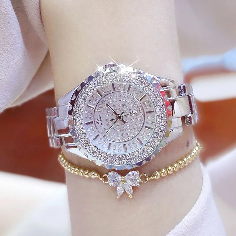 Montre Femme Or Bracelet Luxe Quartz 2025 — Acier Complet, Élégante, Top Marque