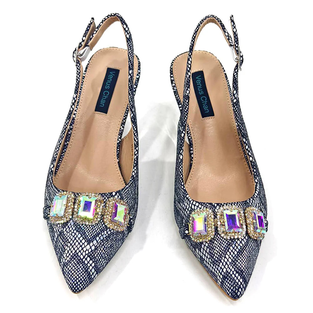 Ensemble Chaussures & Sac Femme Venus Chan Vert Strass — Talon Haut, Soirée Luxe