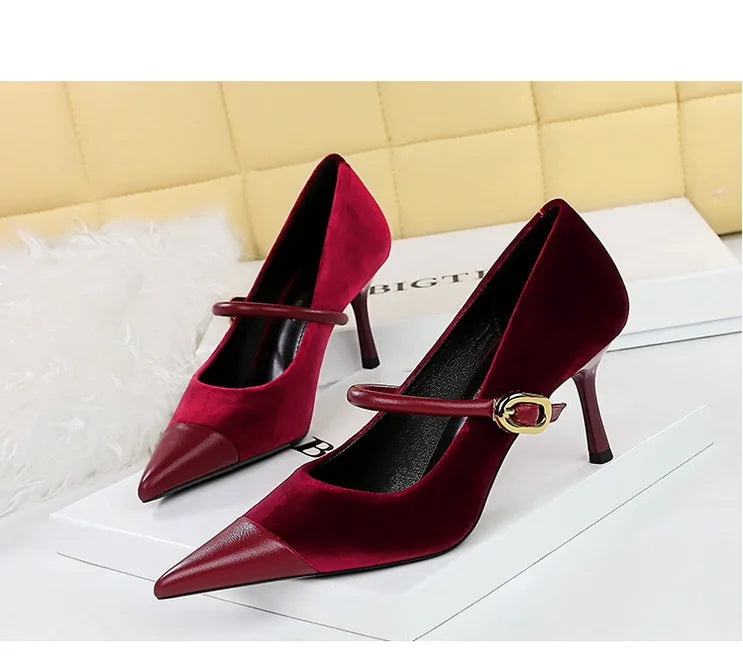 Escarpins Femme Bout Pointu Stiletto BIGTREE — Suède, 7cm 10cm, Grande Taille 43