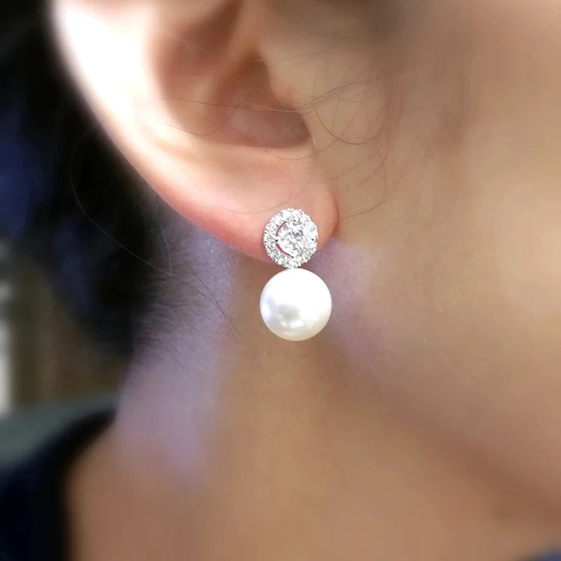 Huitan Boucles d'Oreilles Perle Imitation Délicate — Élégant, Accessoire Mariée