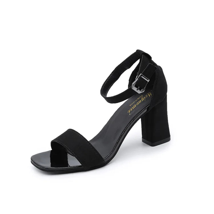 Sandales Femme Été Talon Épais Bout Ouvert — Style Romain, Caoutchouc, Polyvalentes