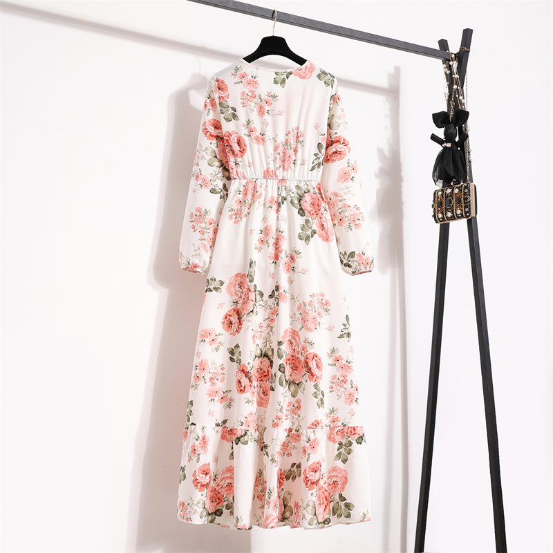 Robe Maxi Femme Été — Imprimé Floral Manches Longues Plage & Soirée