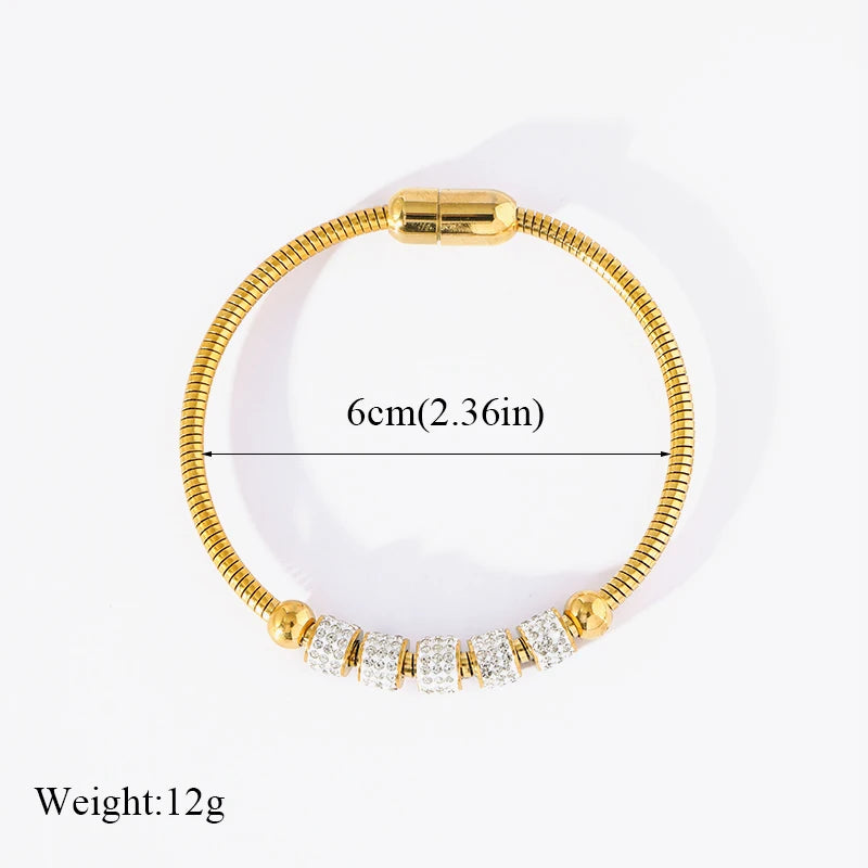 Bracelet Jonc Acier Inoxydable 316L Doré Femme — Chaîne Poignet Tendance Waterproof