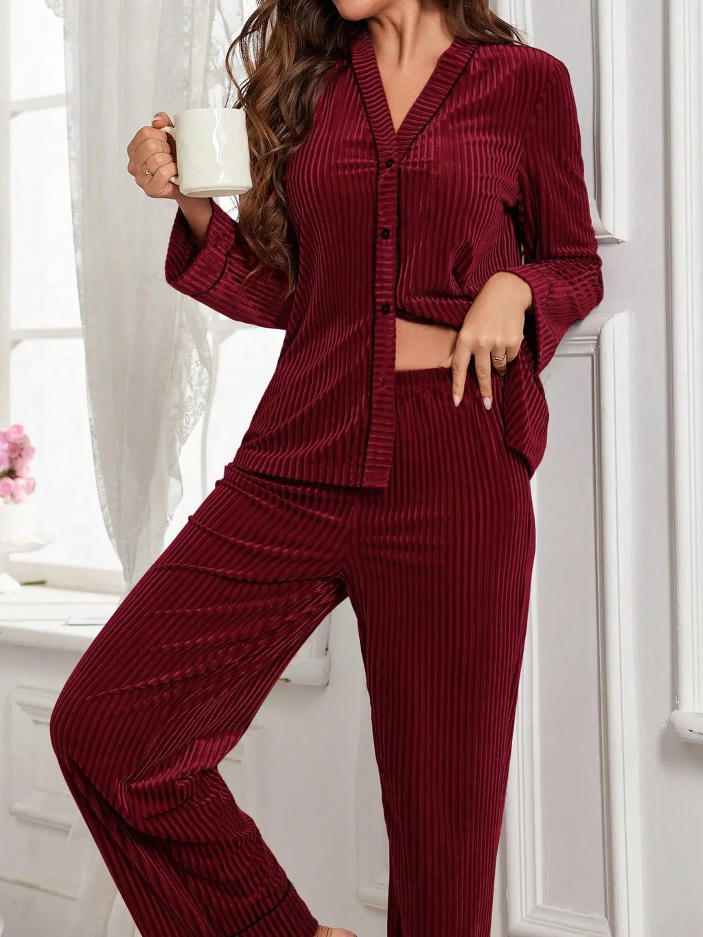Nuisette Femme Pyjama Hiver — Tenue d'Intérieur Confortable, Ensemble Maison