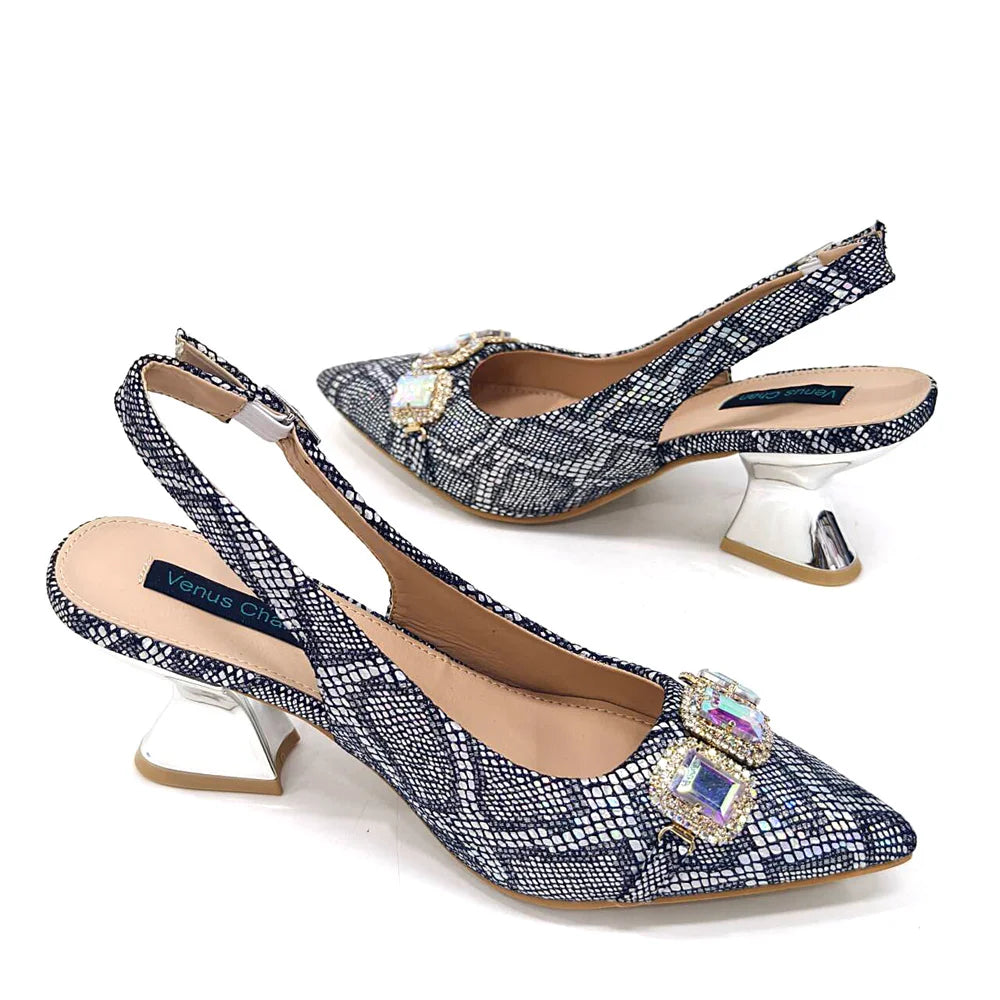 Ensemble Chaussures & Sac Femme Venus Chan Vert Strass — Talon Haut, Soirée Luxe