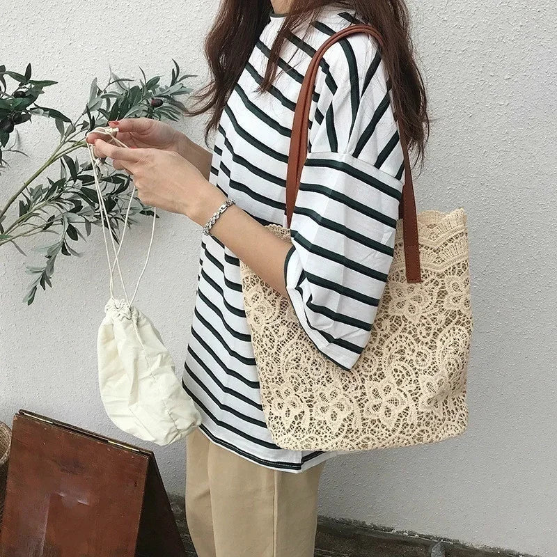 Sac À Main Femme Toile & Cuir — Bandoulière Luxe, Style Casual Fashion