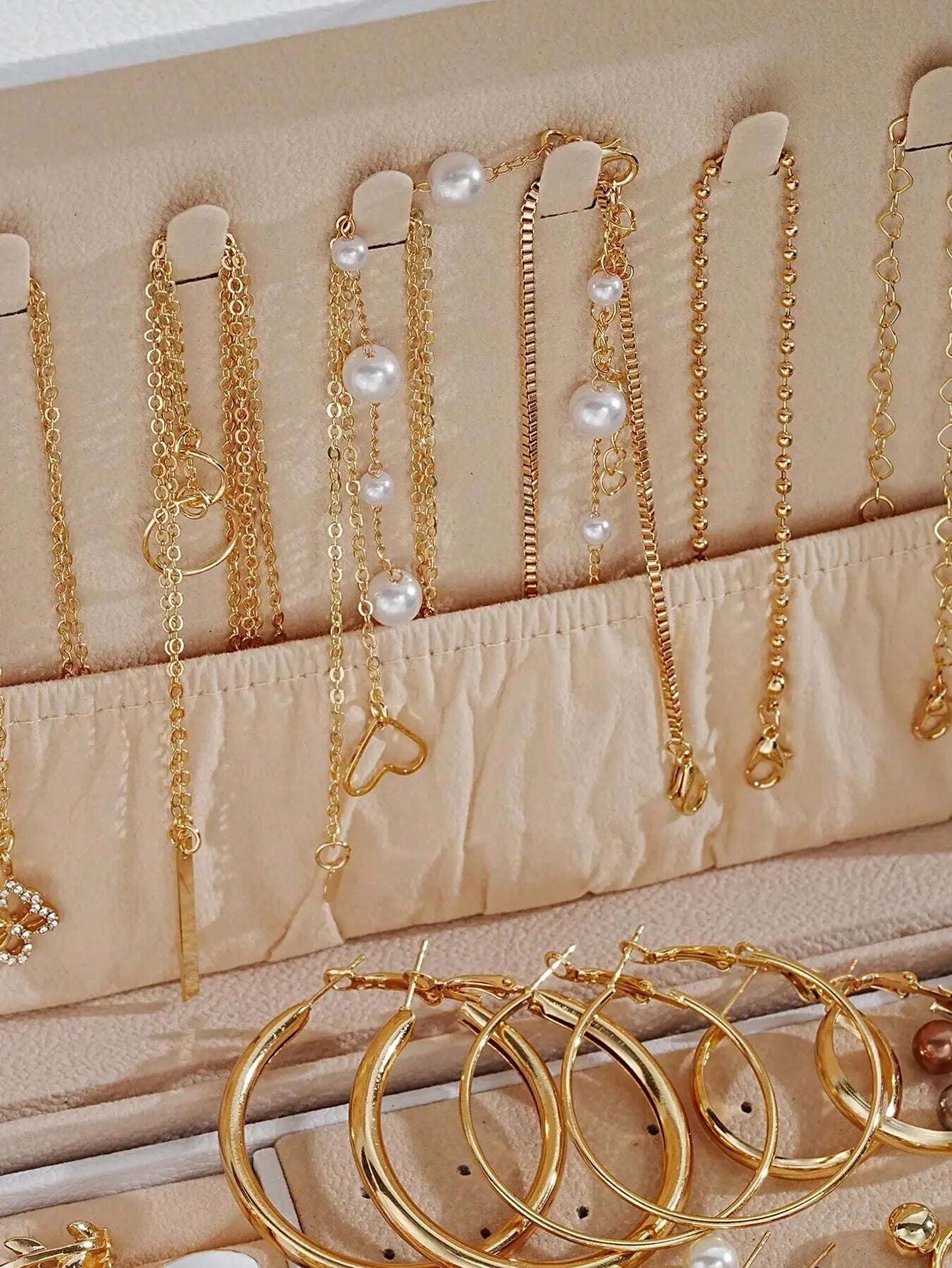 Parure Bijoux Femme 86 Pièces — Boucles Perle, Collier Multi-Rangs, Bagues & Clous