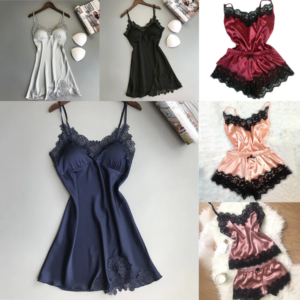 Nuisette Femme Soie Glacée Halter Printemps Été — Bretelles, Sexy, Lounge Maison