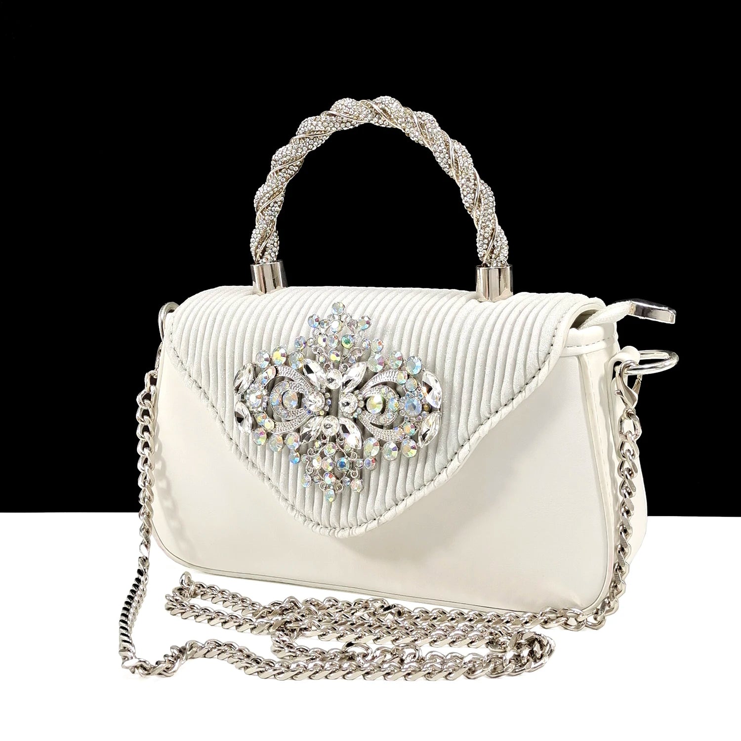 Ensemble Chaussures & Sac Femme Strass Magenta — Bout Pointu, Talon Haut, Mariage Soirée