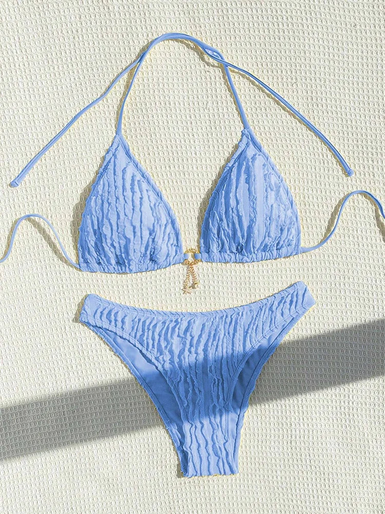 Bikini 2 Pièces Halter Volanté 2026 — Maillot de Bain Femme Sexy, Plage Été