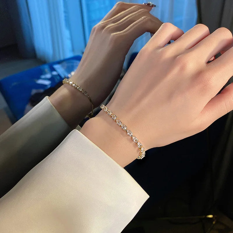Bracelet Femme Strass Carré Ajustable — Rhinéstone, Luxe Mariage & Soirée