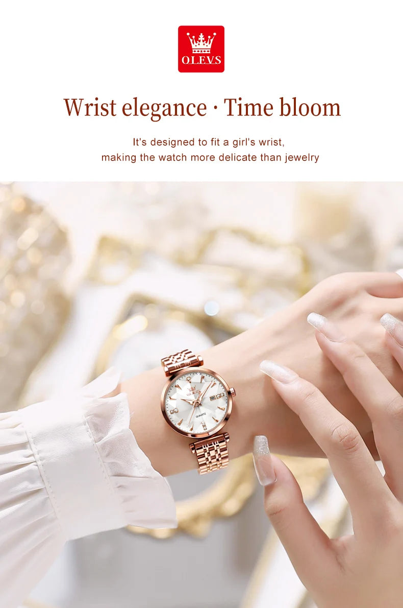 OLEVS Montre Femme Fashion Élégante — Quartz, Acier Inoxydable, Étanche, Date