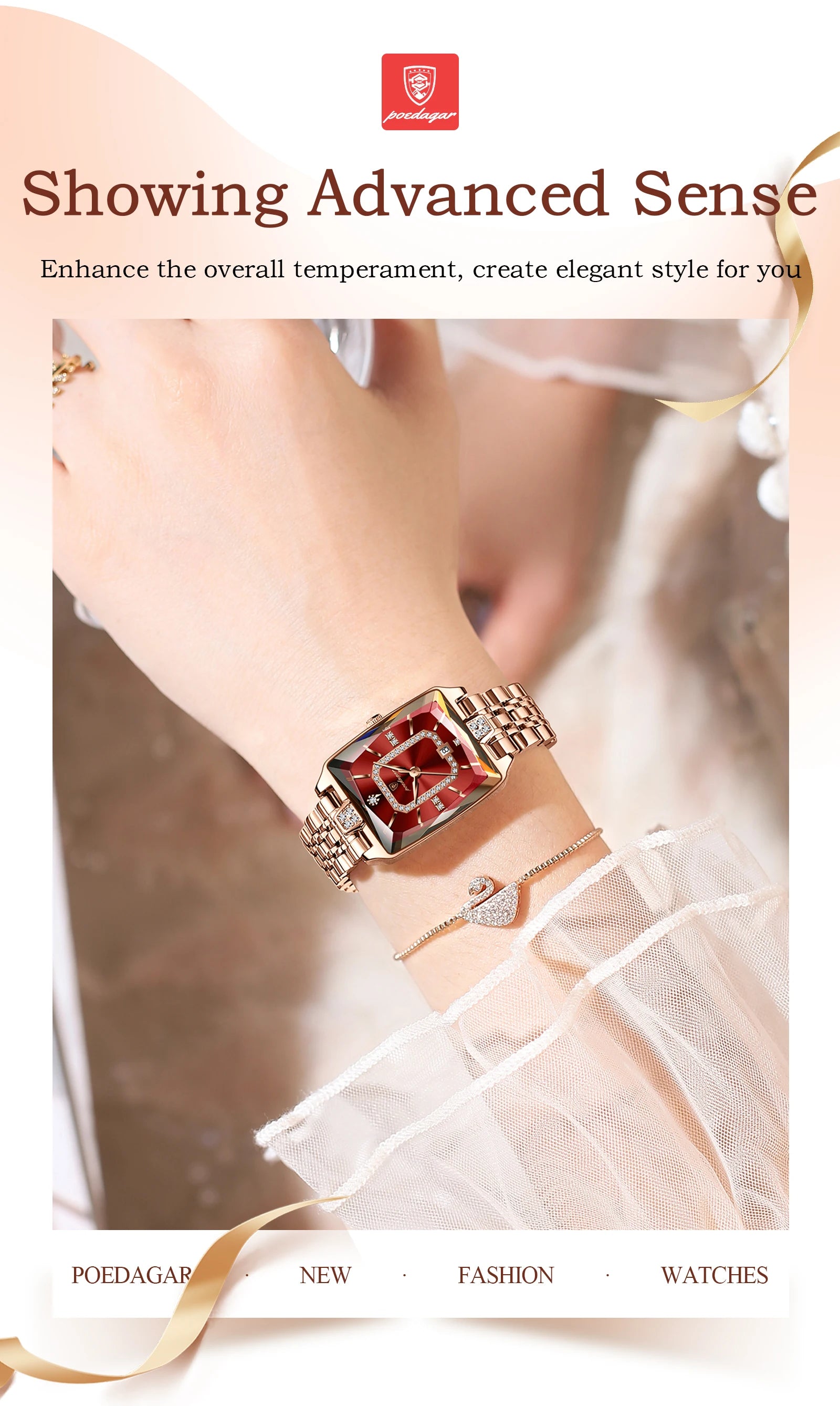 Montre Femme POEDAGAR Luxe Quartz — Acier Inoxydable, Étanche, Date, Fashion
