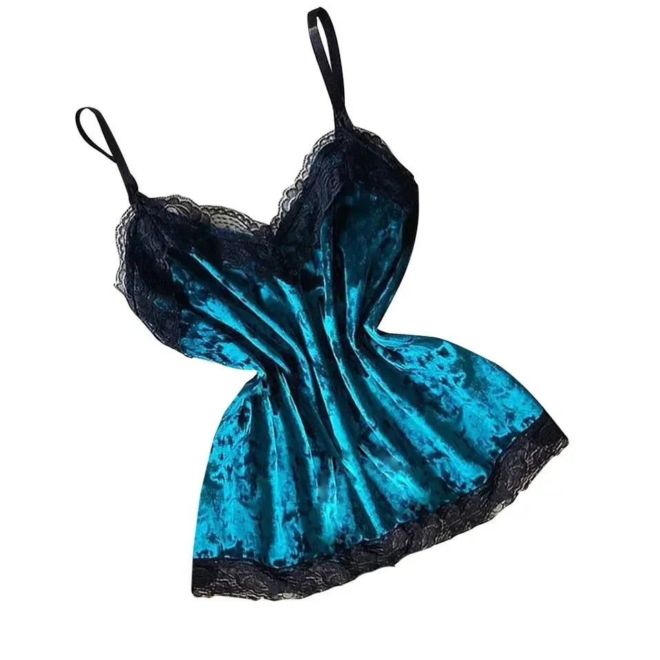 Pyjama Femme Dentelle Satin 2 Pièces — Top Court & Short, Sexy Lounge Été